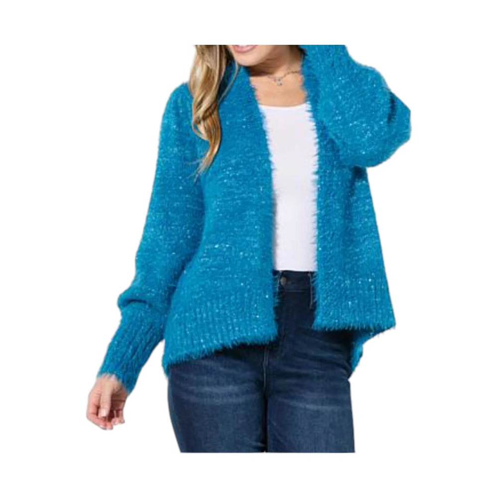 LB70 by Lloyd Boston Women's Puff Sleeve Hi-Low Cardigan Lyons Blue - Regular